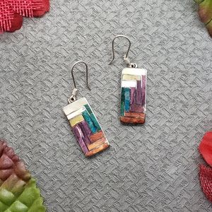 Peruvian artisan sterling rectangle earrings
